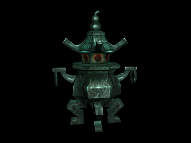 青铜香炉贴图完成效果（3ds Max + Substance Painter）